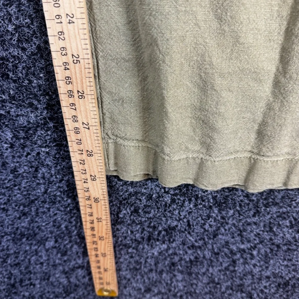 Zara Womens Wide Leg Linen Blend Pants Olive Green Drawstring Size Large